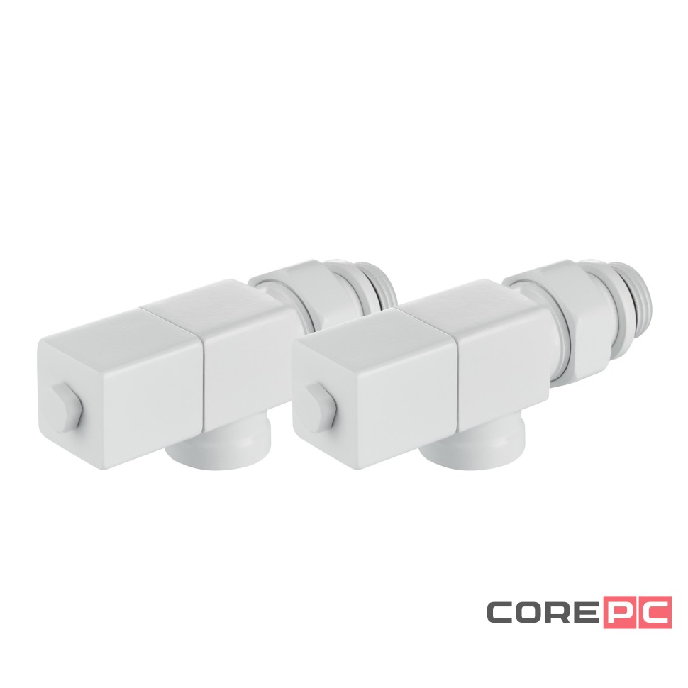 Набор дизайн-вентилей Royal Thermo CUBE, осевой (белый) 1/2quot;