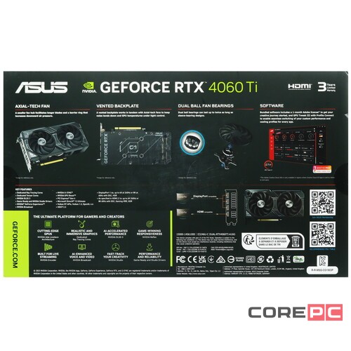 Видеокарта ASUS (DUAL-RTX4060TI-A16G) GeForce RTX 4060 TI 16GB D6 90YV0JH7-M0NA00