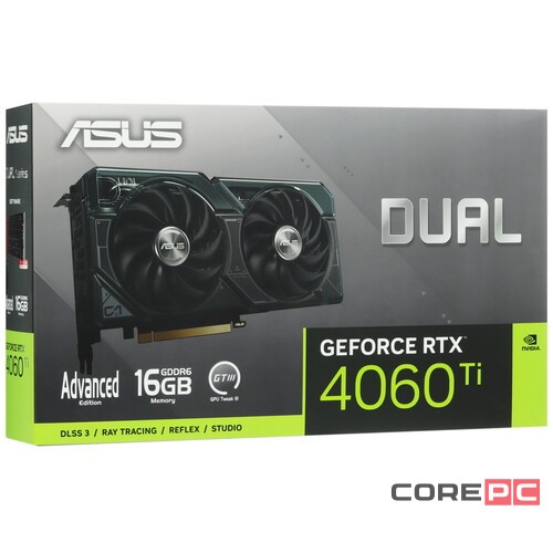 Видеокарта ASUS (DUAL-RTX4060TI-A16G) GeForce RTX 4060 TI 16GB D6 90YV0JH7-M0NA00
