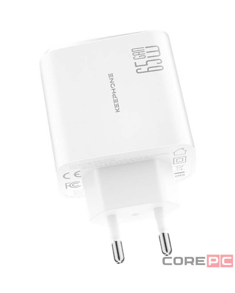 Сетевое зар. устр. Keephone CH-23121 GaN 1USB/2C 65W белое