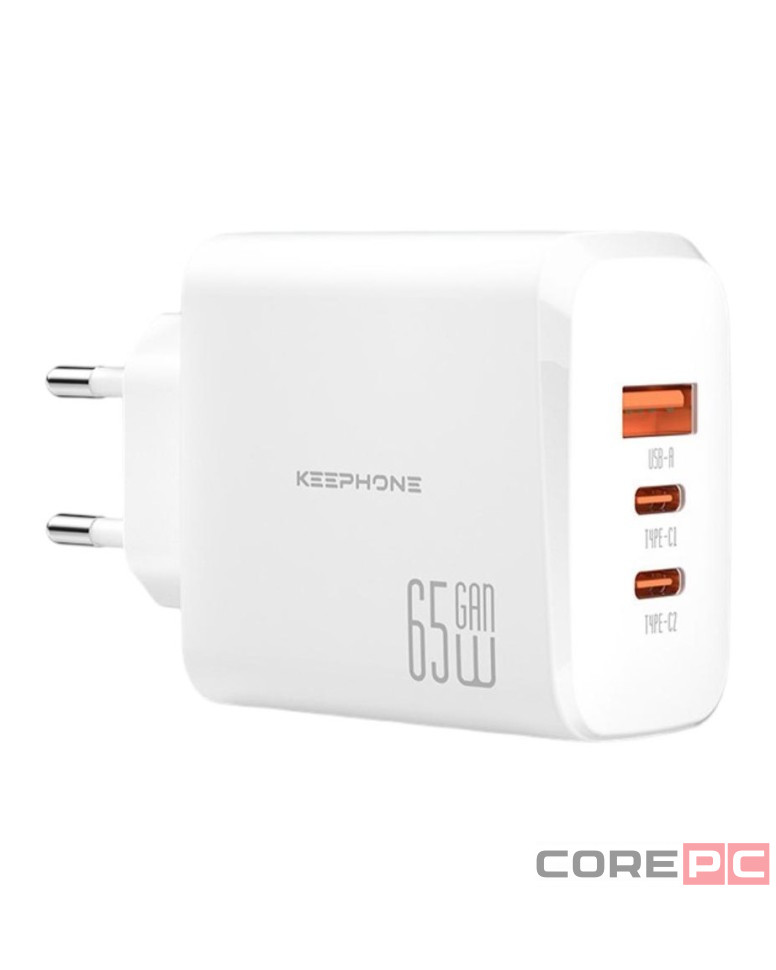 Сетевое зар. устр. Keephone CH-23121 GaN 1USB/2C 65W белое