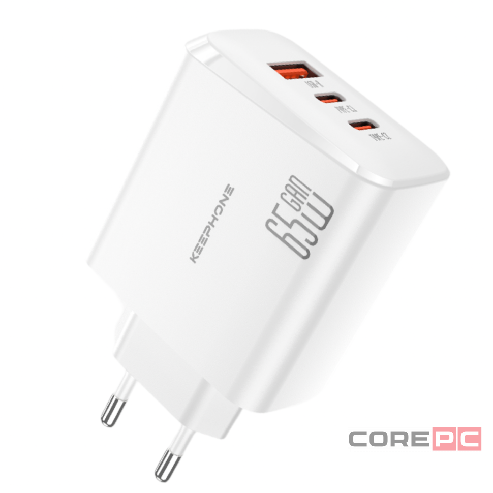 Сетевое зар. устр. Keephone CH-23121 GaN 1USB/2C 65W белое