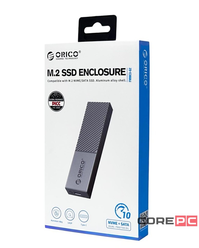 Внешний корпус для M2 NVMe/NGFF(SATA) Orico FV09C3 USB-C3.2 розовое-золото