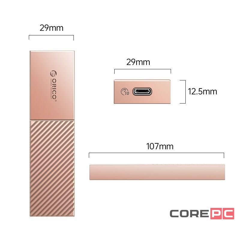 Внешний корпус для M2 NVMe/NGFF(SATA) Orico FV09C3 USB-C3.2 розовое-золото