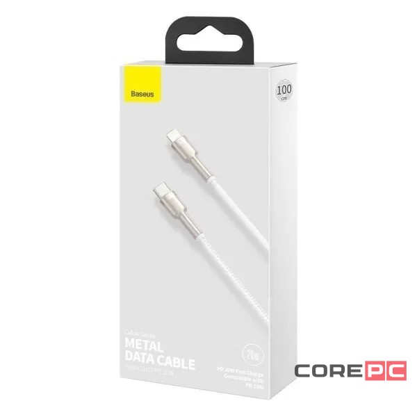 Кабель-зарядка Type-C на Lightning Baseus Cafule Metal 20W 1м CATLJK-A02 белый