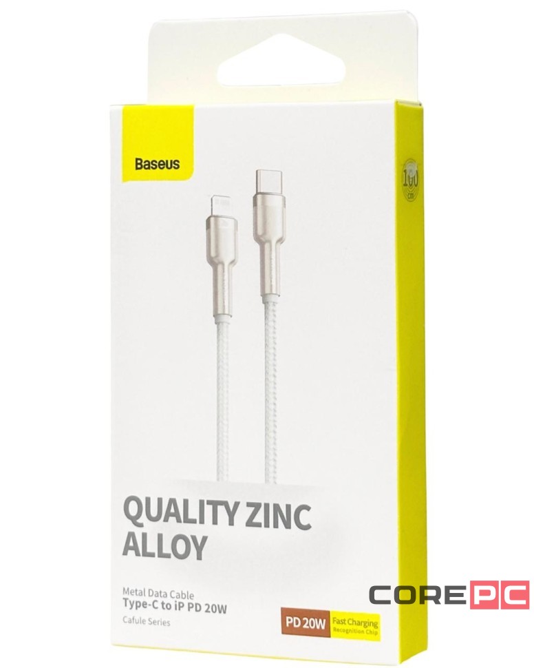 Кабель-зарядка Type-C на Lightning Baseus Cafule Metal 20W 1м CATLJK-A02 белый
