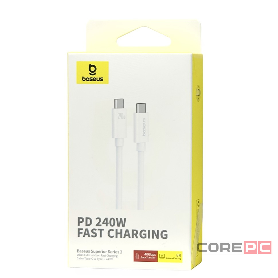 Кабель-зарядка Type-C на Type-C Baseus Superior Series2 240W 1м (P10365200211-02) белый