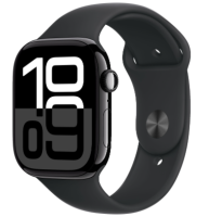 Apple Watch Series 10 42mm Jet Black Aluminum Case with Black Sport Band (S/M)