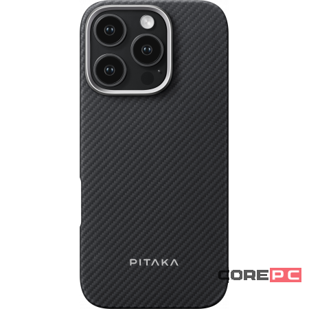 Чехол PITAKA Ultra-Slim Case для iPhone 16 Pro карбоновый кевлар (арамид) черно-серый в полоску