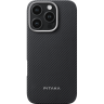 Чехол PITAKA Ultra-Slim Case для iPhone 16 Pro карбоновый кевлар (арамид) черно-серый в полоску