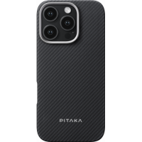 Чехол PITAKA Ultra-Slim Case для iPhone 16 Pro карбоновый кевлар (арамид) черно-серый в полоску