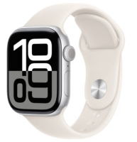 Apple Watch Series 10 42mm Silver Aluminum Case with Starlight Sport Band (S/M)