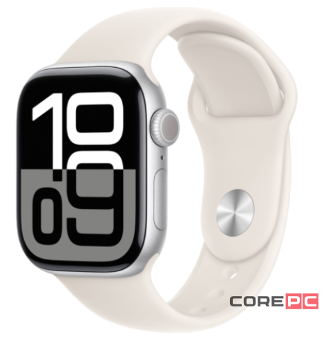 Apple Watch Series 10 42mm Silver Aluminum Case with Starlight Sport Band (S/M)