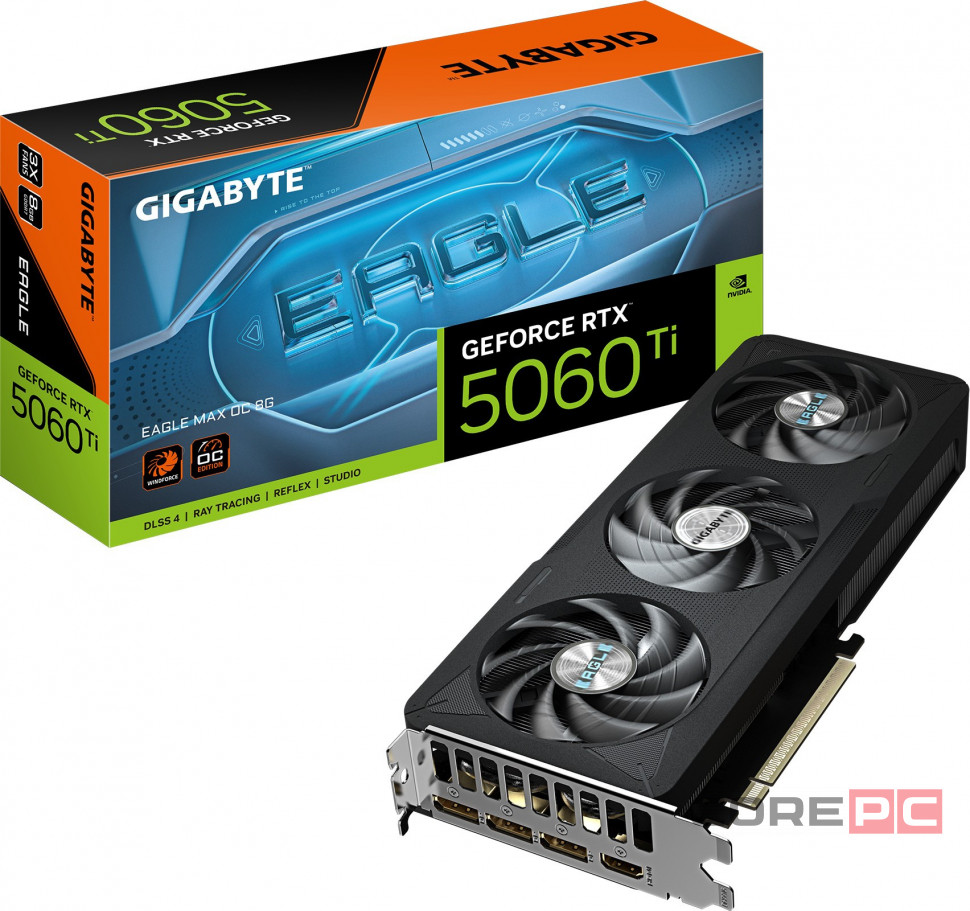 Видеокарта Gigabyte (GV-N506TEAGLEMAX OC-8GD) GeForce RTX 5060 Ti 8GB EAGLE MAX OC