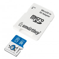 micro SDXC карта памяти Smartbuy 128GB UHS-I BLUE (с адаптером SD)