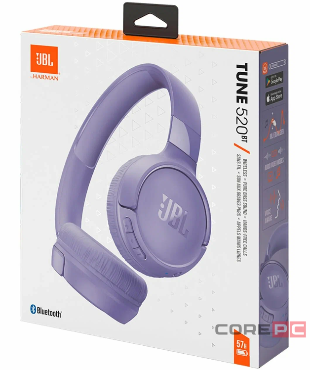 Стереонаушники Bluetooth Полноразмерные JBL T520BT BT5.3/450mAh/40ч фиолетовые