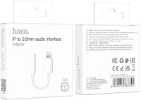 Кабель-переходник Hoco LS34 Lightning (папа) на AUX 3.5мм (мама) белый