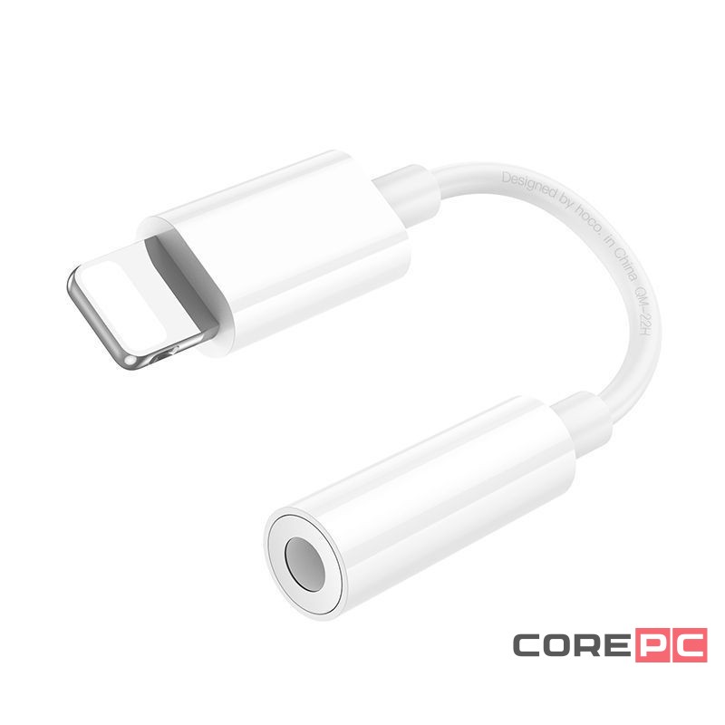 Кабель-переходник Hoco LS34 Lightning (папа) на AUX 3.5мм (мама) белый