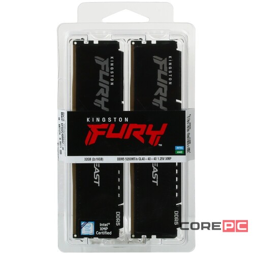 Оперативная память 32 Gb 5200 MHz Kingston HYPERX FURY BEAST (KF552C40BBK2-32)