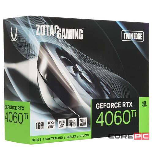 Видеокарта ZOTAC (ZT-D40620E-10M) GeForce RTX 4060 Ti 16GB TWIN EDGE Black