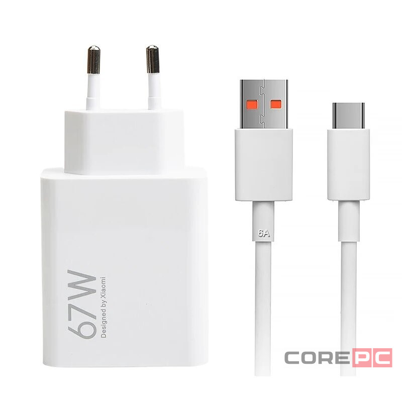 Сетевое зарядное устройство Xiaomi MI 1USB 67W с проводом Type-C (MDY-12-ES) белое