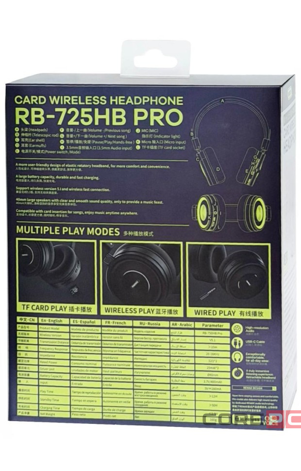 Стереонаушники Bluetooth полноразмерные Remax RB-725HB Pro BT5.1/400mAh/12ч черные