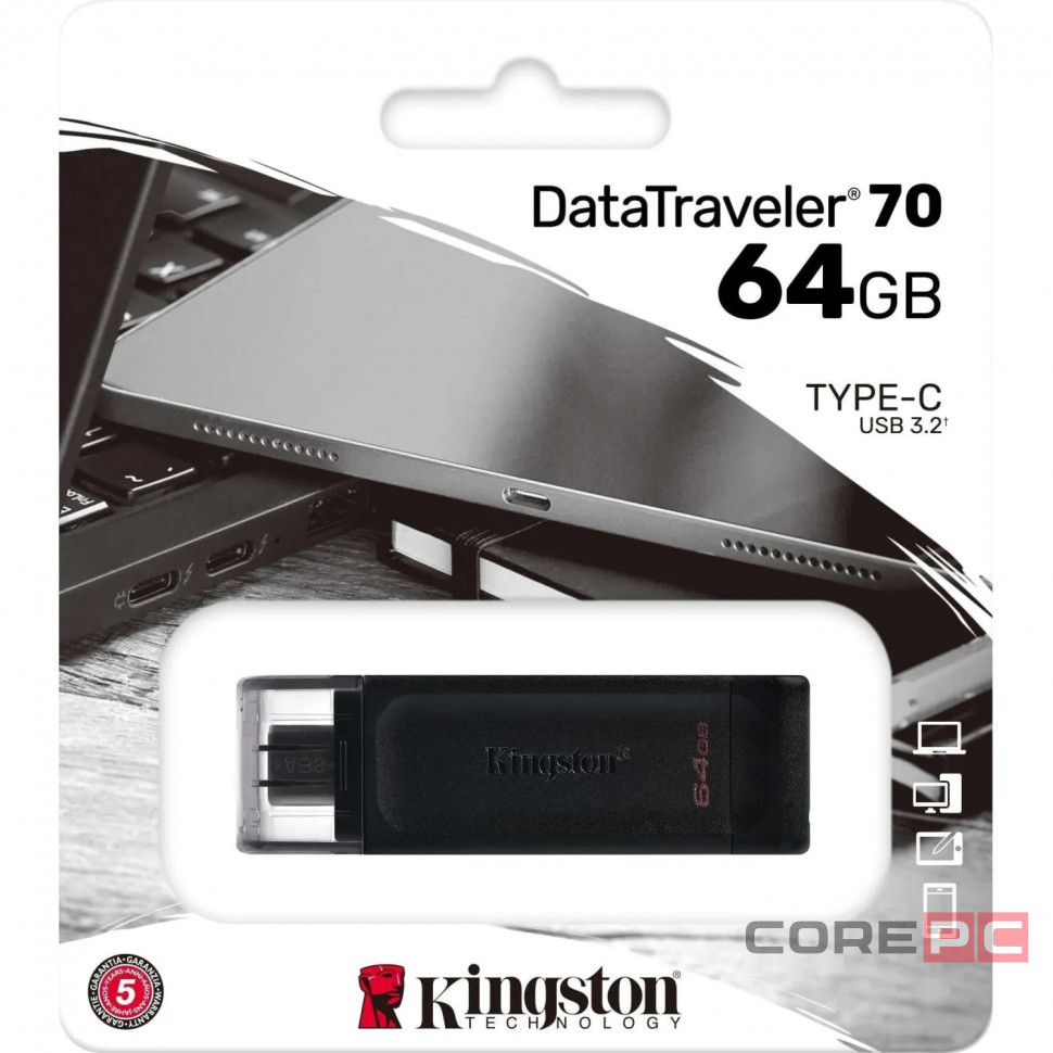 3.2 USB флеш накопитель Kingston Gen1 64GB DataTraveler 70 Type-C (DT70/64GB)