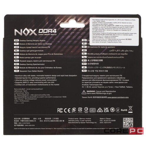Оперативная память 16 Gb 3600 MHz Apacer NOX Black (AH4U16G36C25YMBAA-1)