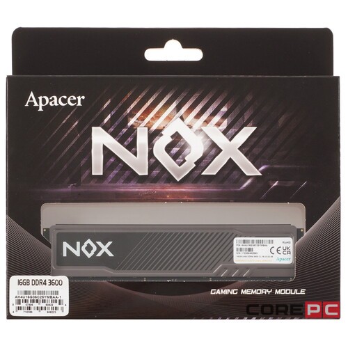 Оперативная память 16 Gb 3600 MHz Apacer NOX Black (AH4U16G36C25YMBAA-1)