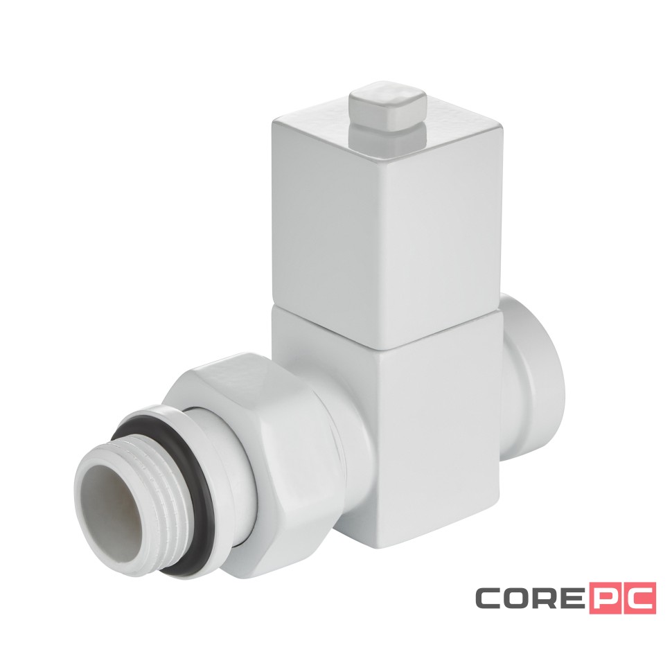 Набор дизайн-вентилей Royal Thermo CUBE, прямой (белый) 1/2quot;