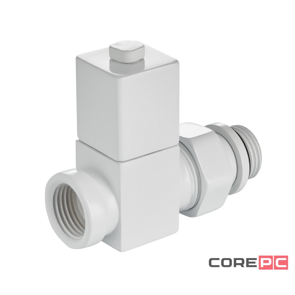 Набор дизайн-вентилей Royal Thermo CUBE, прямой (белый) 1/2quot;