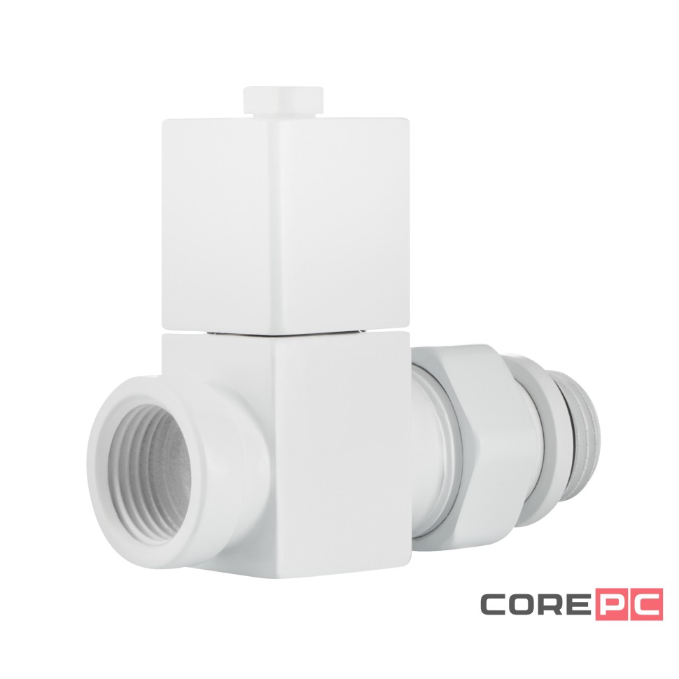 Набор дизайн-вентилей Royal Thermo CUBE, прямой (белый) 1/2quot;