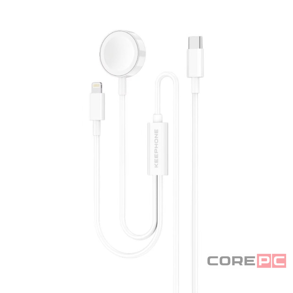 Беспроводное заряд. устр. Keephone 2в1 Apple Watch/Lightning PD 20W 1.2м белое