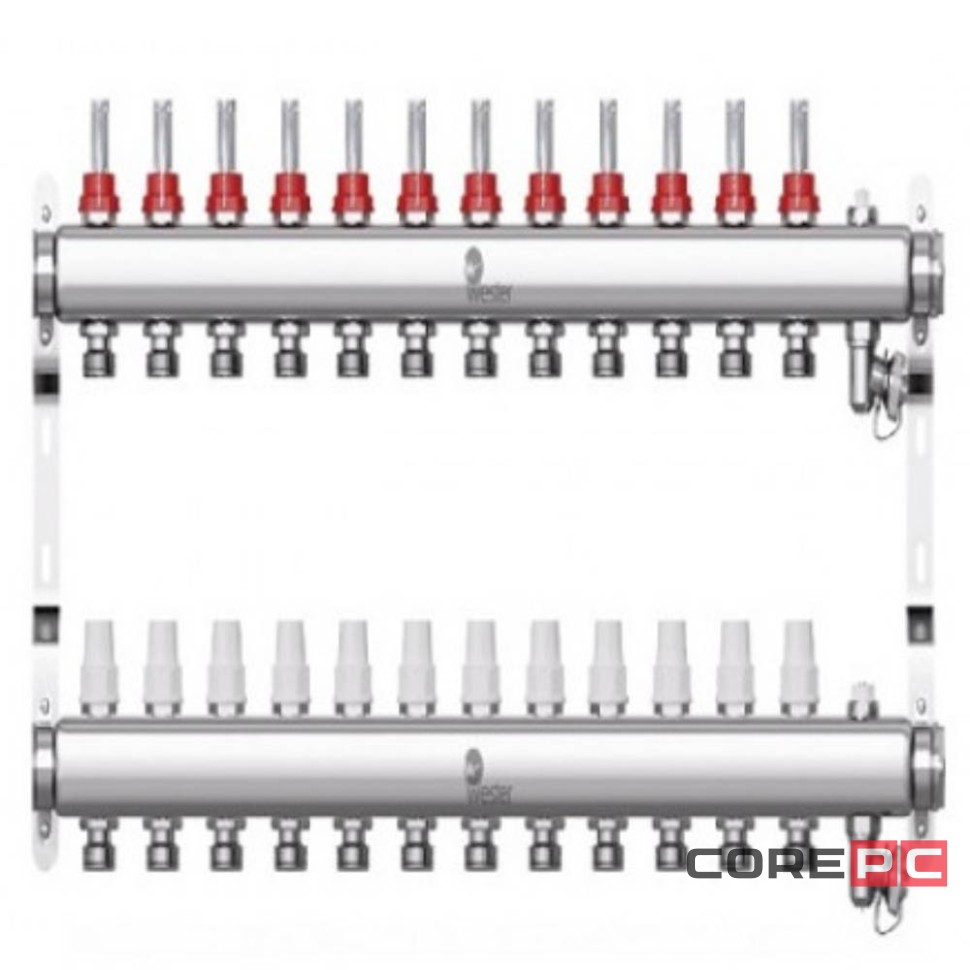 Коллектор Wester нерж. 1quot;-3/4 в сборе с расходомерами на 12 выходов, W902.12