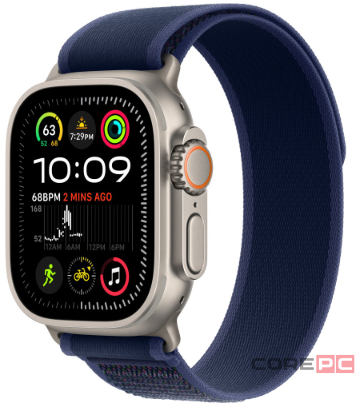 Apple Watch Ultra 2 (2024) 49mm Natural Titanium Case with Blue Trail Loop (S/M)