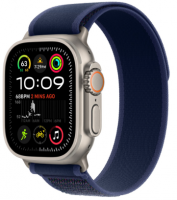 Apple Watch Ultra 2 (2024) 49mm Natural Titanium Case with Blue Trail Loop (S/M)