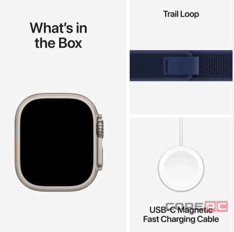 Apple Watch Ultra 2 (2024) 49mm Natural Titanium Case with Blue Trail Loop (S/M)