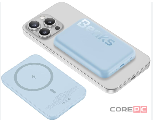 Внешний аккумулятор Benks MP10 Mini MagSafe 6000mAh Type-C (голубой)