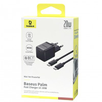 Сетевое зар. устр. Baseus Palm Fast Charger 1C 20W кабель Type-C на Type-C (P10111602113-01) черное