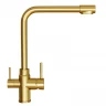 Смеситель для кухни MIXLINE МЛНС-0320З/MLSS-0320G, рычажное управление, цвет золото