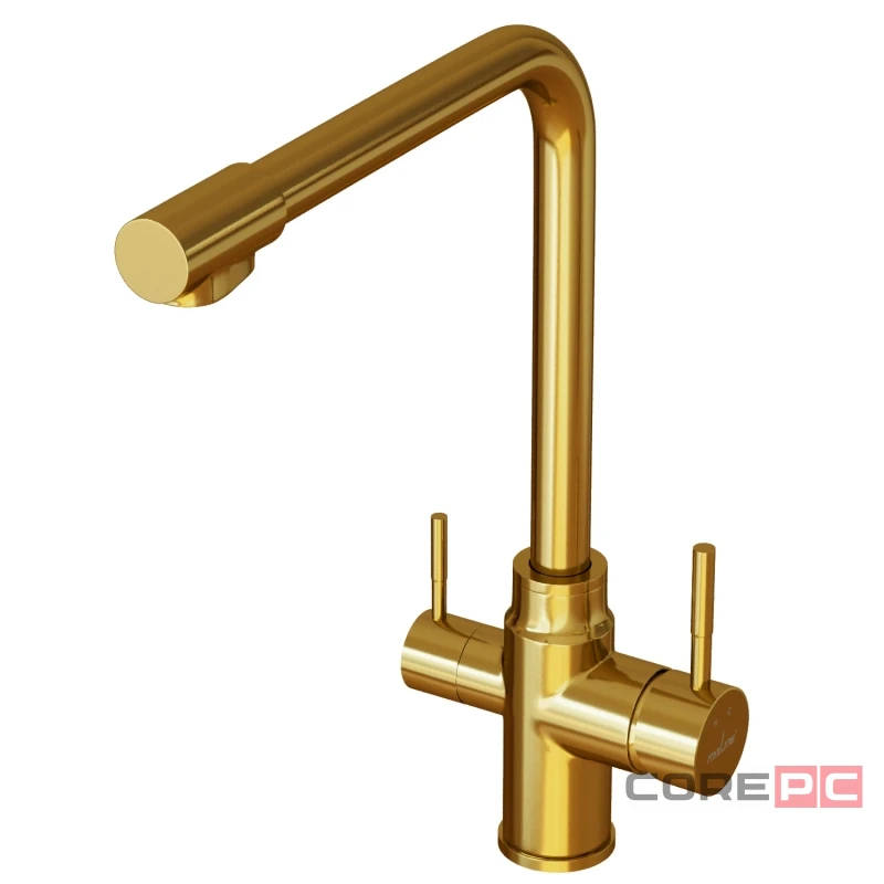 Смеситель для кухни MIXLINE МЛНС-0320З/MLSS-0320G, рычажное управление, цвет золото