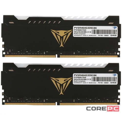 Оперативная память 64 GB 3200 MHz PATRIOT VIPER STEEL RGB (PVSR464G320C8K)