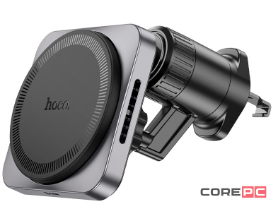 Автомобильный держатель Hoco (HW15) Speed MagSafe для смартфона 15W/кабель Type-C в воздуховод (серый)