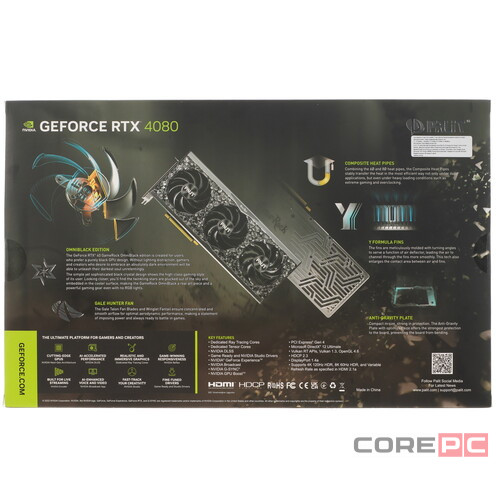 Видеокарта Palit (NED4080019T2-1030Q) GeForce RTX 4080 16GB GAMEROCK OMNIBLACK