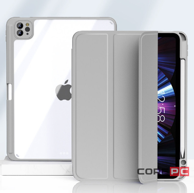 Чехол-книжка Mosbros для Apple iPad Air 13 (2024) (полиуретан с подставкой/отсек для стилуса) (серый)