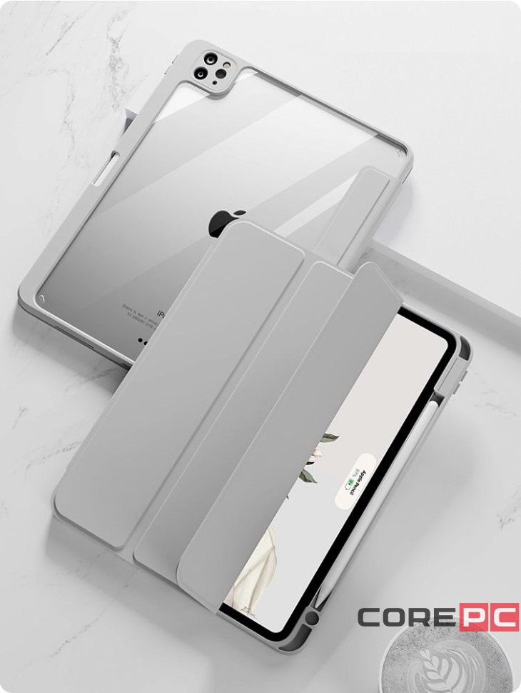 Чехол-книжка Mosbros для Apple iPad Air 13 (2024) (полиуретан с подставкой/отсек для стилуса) (серый)