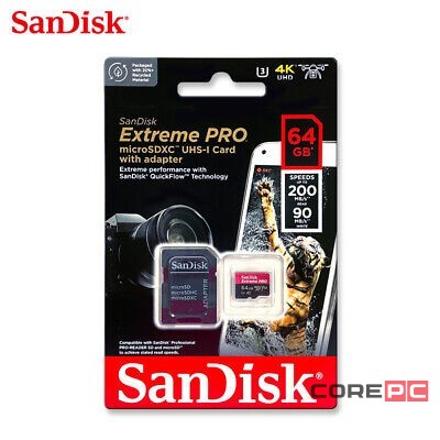 micro SDXC карта памяти Sandisk Extreme Pro 64GB Class 10 600x 200/90 MB/s (SDSQXCU-064G-GN6MA)