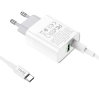 Сетевое зар. устр. Hoco C80A с шнуром Type-C на Type-C 1USB/1С PD3.0/QC3.0 20W/18W белое