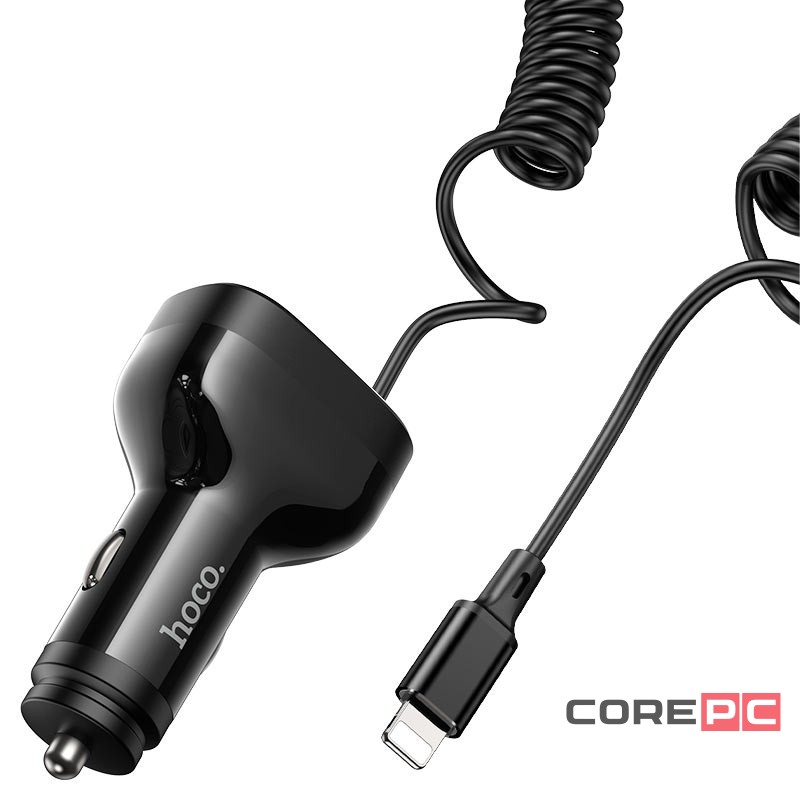 Автомобильное заряд. устр. Hoco NZ11A 2USB/1C + кабель IP 30W черное