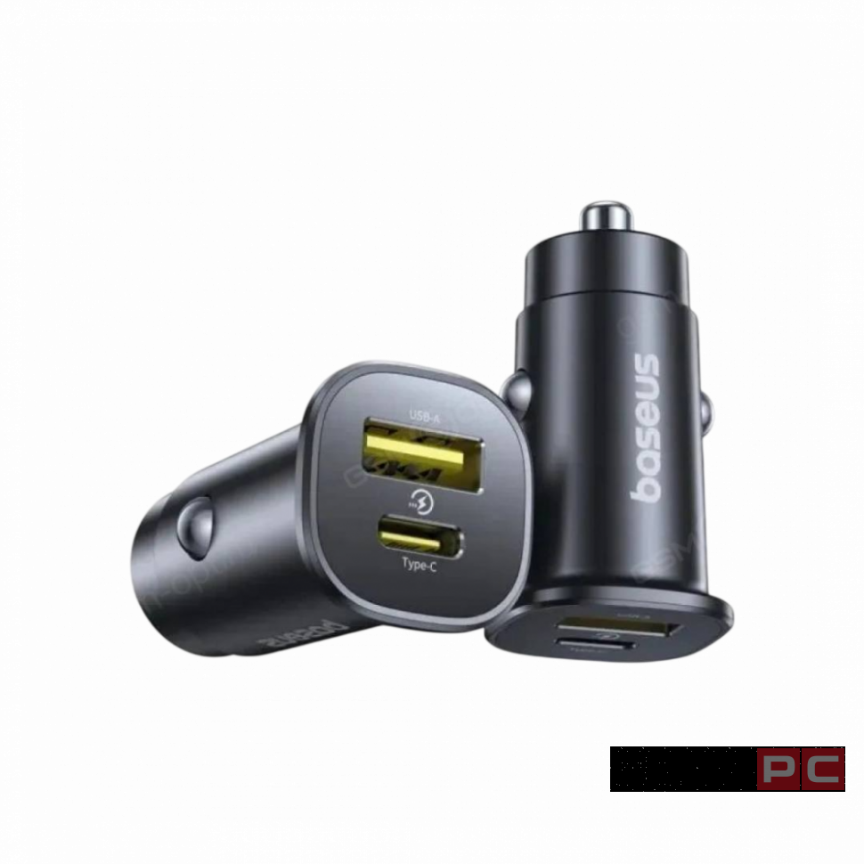 Автомобильное заряд. устр. Baseus GoTrip 1USB/1C 30W (C00072300123-00) черное